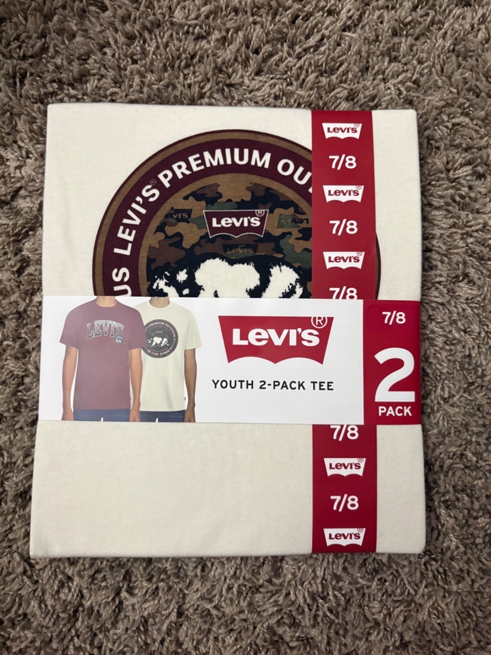 Levi's Burgundy Graphic Tee with Navy & White Details